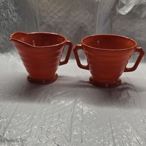 Vintage Hazel Altas  Ceramic Creamer and Sugar Bowl Set